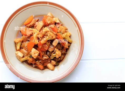 Top View Capcay Goreng Indonesian Popular Food Made From Mixed Stir