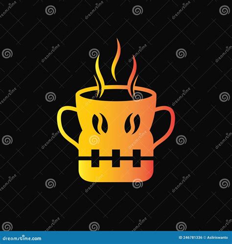 Coffee Skull Logo Concept Skull Mug And Coffee Yellow And Orange
