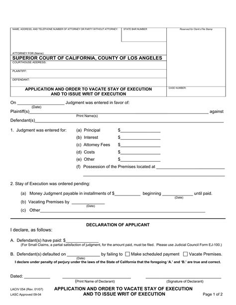 Stay Of Execution Form Fill Out Printable Pdf Forms Online