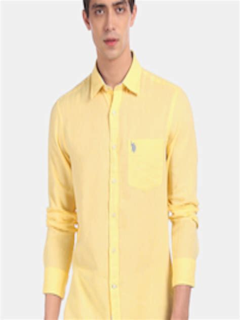 Buy U S Polo Assn Men Yellow Regular Fit Solid Casual Shirt Shirts