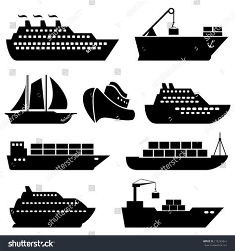 Ships Boats Cargo Logistics Transportation Shipping Stock Vector