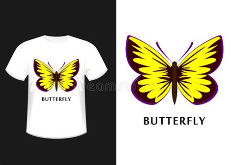 T Shirt With The Image Of A Butterfly Stock Vector Illustration Of