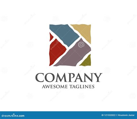 Modern And Simple Tile Wooden Flooring Logo Stock Vector Illustration