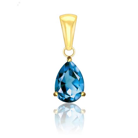 Pendentif Or Jaune Ou London Blue Topaze Aurora Ocarat