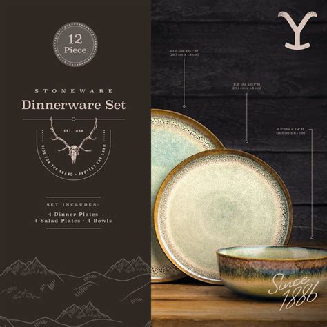 Yellowstone Piece Ceramic Dinnerware Set Kayce Collection Walmart