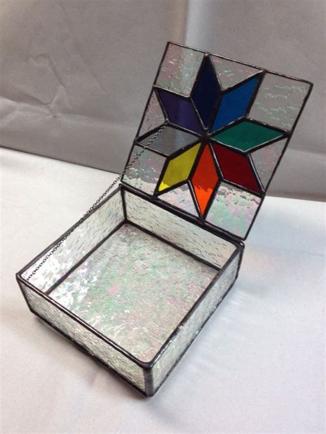 Contemporary Stained Glass Jewelry Box Colorful Star Etsy Stained