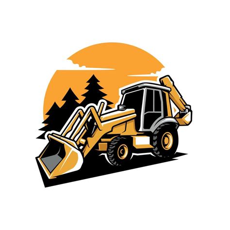 Excavator Loader Heavy Construction Machine Illustration Logo Vector