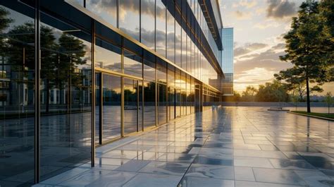 Premium Photo Glass Building Sunset Reflection