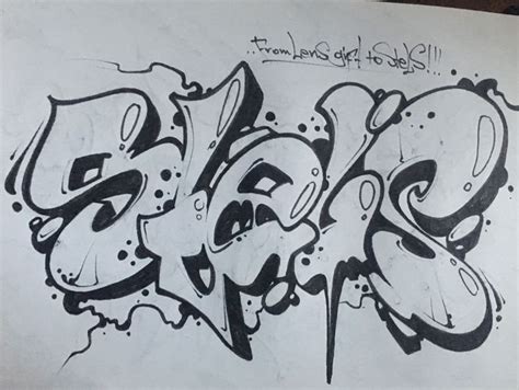 Graffiti Written In Black And White Ink On Paper