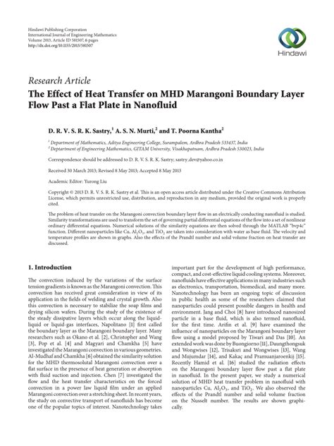 Pdf The Effect Of Heat Transfer On Mhd Marangoni Boundary Layer Flow