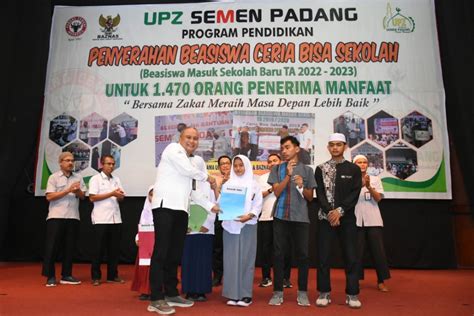 Upz Baznas Semen Padang Salurkan Beasiswa Pendidikan Rp Miliar