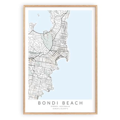 Bondi Beach Map Print Virtualmap