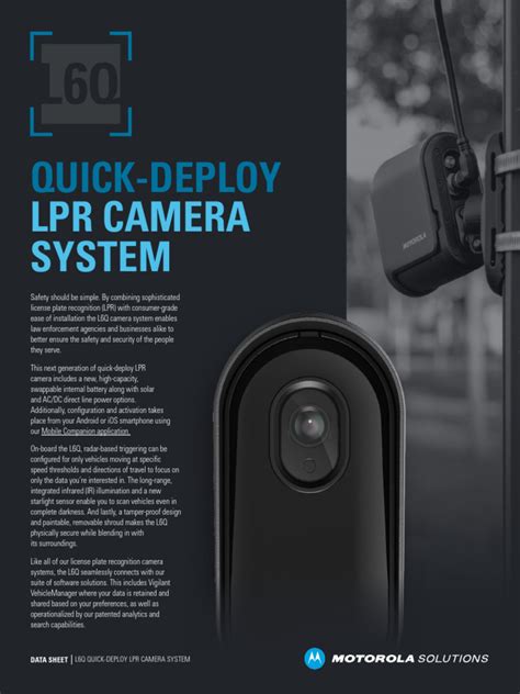Quick Deploy Lpr Camera System Motorola Pdf Camera Electronics