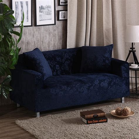 Blue Embossing Stretch Sofa Covers Multi Size Home Decoration 100% ...