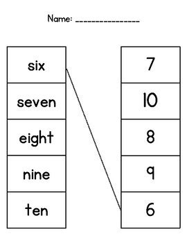 Matching Numbers By Heidi Filatov TPT