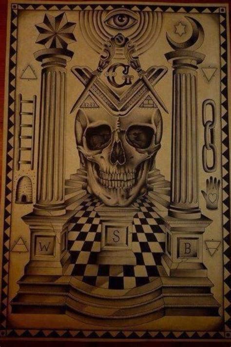 Skull And Pillars Masonic Art Masonic Symbols Freemasonry