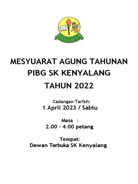 Cadangan Mesyuarat Agung Tahunan Sk Kenyalang 2023 Pdf