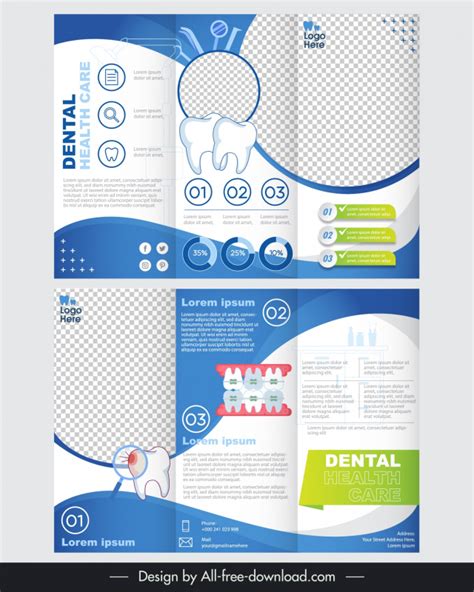 Dental Clinic Brochure Template Elegant Checkered Clinic Elements Vectors Images Graphic Art