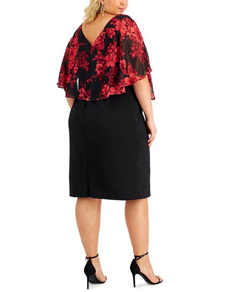 Connected Plus Size Floral Print Popover Sheath Dress Macys