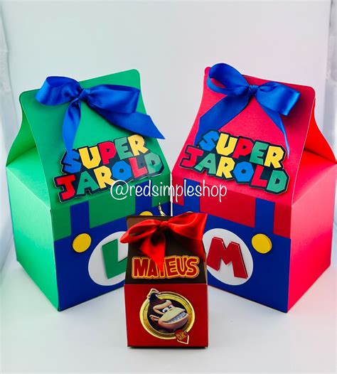 Set Of 4 Big Super Mario Bros Favor Box Luigi Favor Box Super Mario Treat Box Super Mario