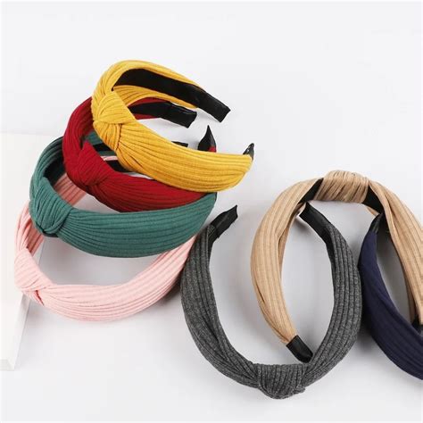 1pc Japan And Korea New Simple Solid Color Wide Side Knot Elastic