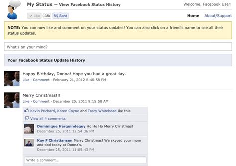 My Status On Facebook View And Update Your Status