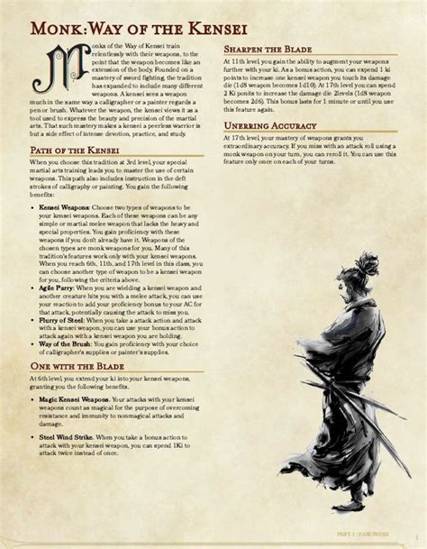 DnD Monk Kensai Ronin Samurai Dungeons Dragons D D Monk 5e Dnd 5e