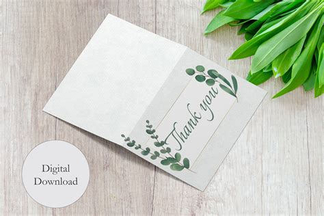 Printable Greenery Thank You Card Etsy Uk