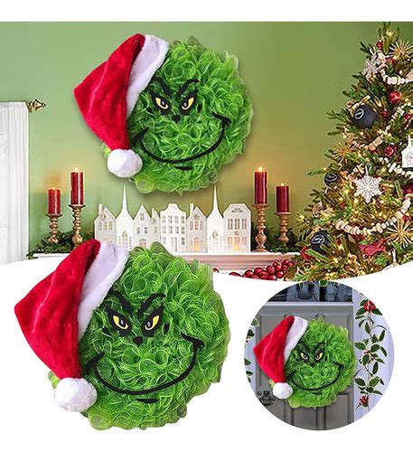 Corona De Navidad De The Grinch Para Ventanas Puertas Y Pat Meses