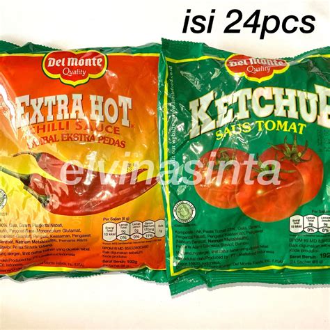 Jual Delmonte Sachet 24pcs Saus Tomat Sambal Pedas Extra Hot Kemasan