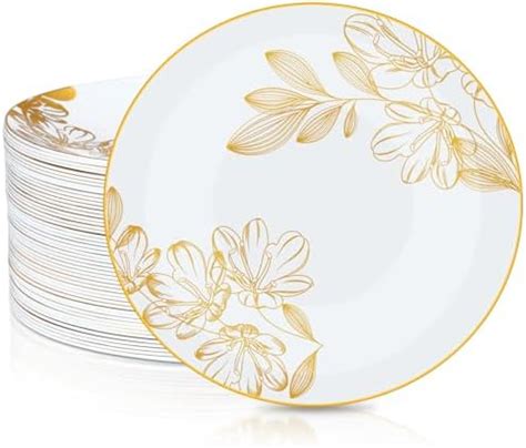 Amazon Plates Count White Plastic Floral Design Party