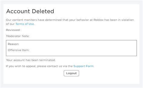 Roblox Banned Screen Template