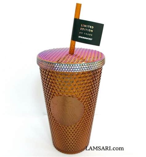 Starbucks 50th Anniversarry Copper Irisdescent Honeycomb Cold Studded