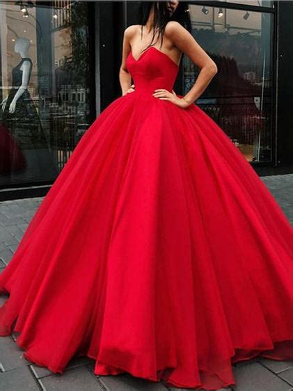 Ball Gown Prom Dresses Floor Length Sweetheart Lace Up Red Sexy Long B Anna Promdress