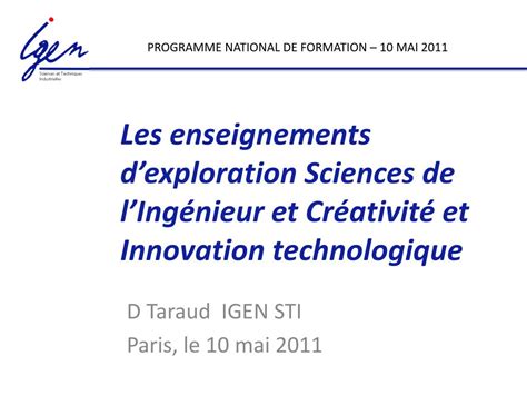 Ppt Les Enseignements Dexploration Sciences De Ling Nieur Et