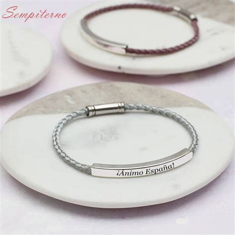 Pulsera Personalizada Con Nombre Para Mujer Brazalete Con Grabado De