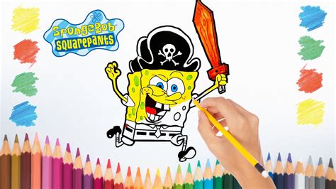 Menggambar Dan Mewarnai Spongebob Menjadi Bajak Laut Drawing And