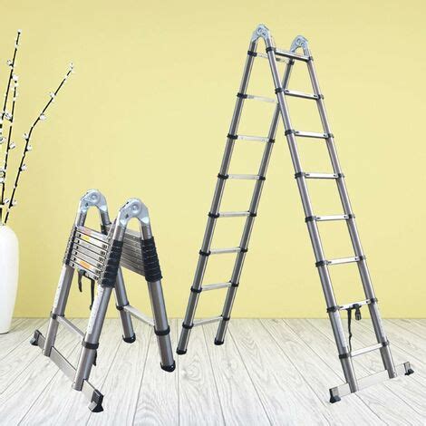 M Telescopic Ladder Stainless Steel Portable Folding A Shape