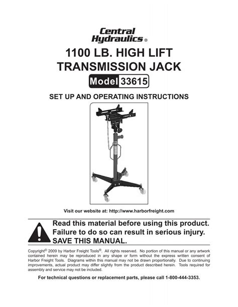 1100 LB. HIGH LIFT TRANSMISSION JACK - Harbor Freight Tools