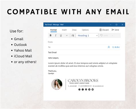 Travel Agent Email Signature Template, Minimalist Business Email