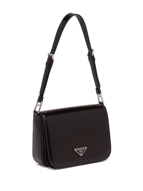 Prada Brushed Leather Shoulder Bag Black Farfetch