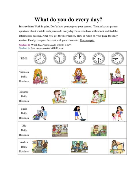 Exercise Daily Routine Chart A Visual Reference Of Charts Chart Master