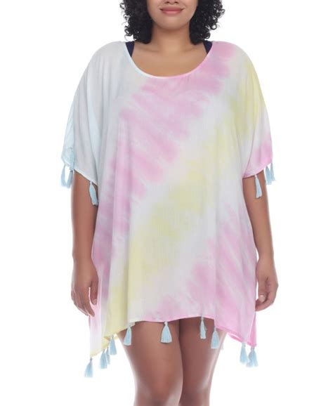 Raviya Plus Size Tie Dye Tassel Trim Tunic Cover Up Macys