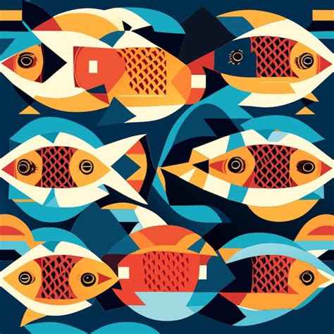 Premium Vector Fishes In Kente Pattern Seamless Vector Illustration