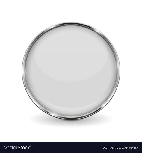 White Round Glass Button With Metal Frame Vector Image