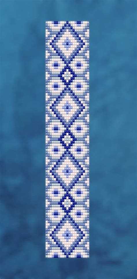 Blue And White Loom Seed Bead Bracelet Pattern Chart Pdf Instant