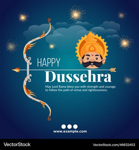 Happy Dussehra Indian Festival Banner Design Vector Image