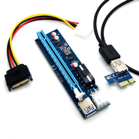 Del USB3 0 PCI E Express 1x To 16x Extender Riser Card Adapter SATA