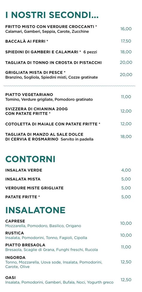 Menu Da Oasi Bar Ristorante Punta Marina