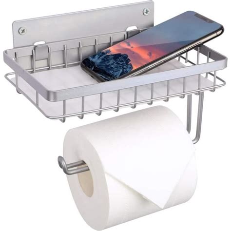 Porte Papier Toilette Avec Tag Re Pour T L Phone Chrome Poli Sus